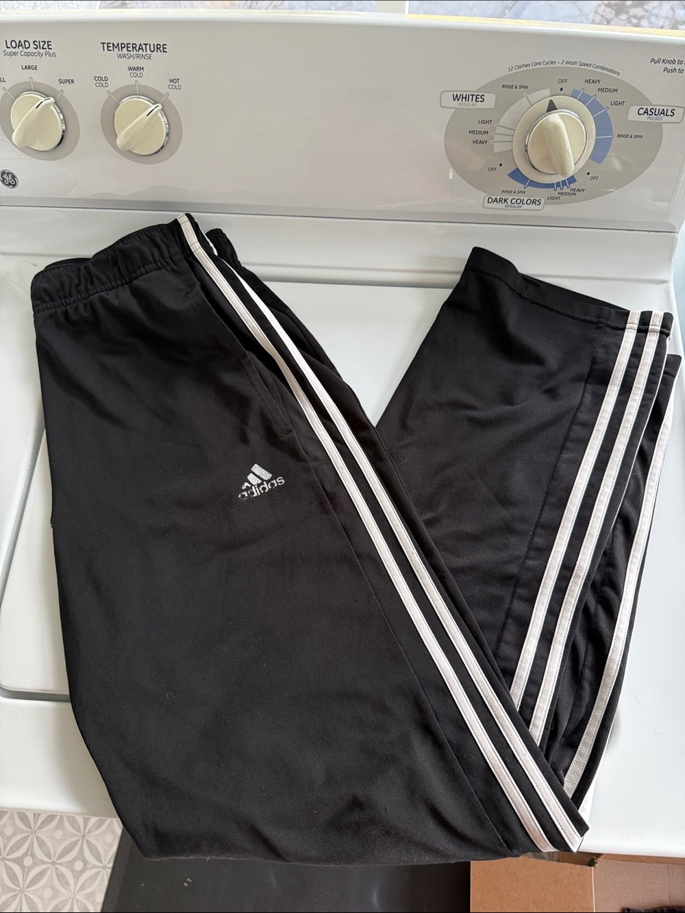 adidas Black Jogger Pants with White Side Stripes